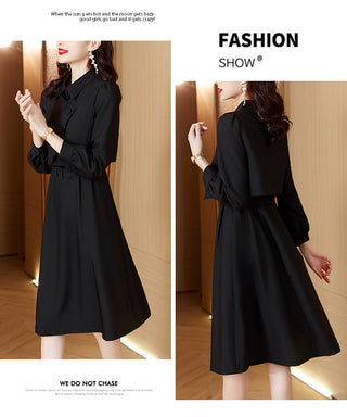 Korean Fashion Casual Two Piece Set Women Elegant Loose Vest CropTops + Long Sleeve Slim Shirt Dress Woman Femme 2 Piece Outfits