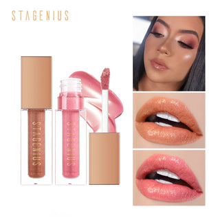 STAGENIUS Lipgloss Waterproof Long-lasting 8 Shades Mirro Glass Non Stick Shimmer Glitter Gloss Lip Tint Makeup