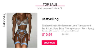 Ellolace Sexy Women&#39;s Underwear Lingerie See Through Bra Low Cup Lace Underwear Set Sexy Lingerie Set Bra And Panty Set