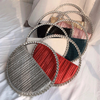 Luxury Colored Diamond Half Moon Women Purses and Handbags Evening Bag Serpentine Designer Party Clutch Bag Chic Wedding Bag