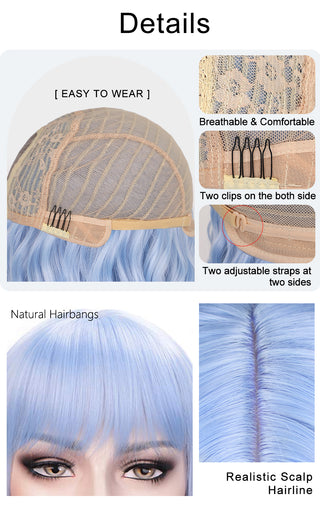 AISI HAIR Perruca sintètica Ombre Taronja Perruca curta recta de part mitjana per a dones Perruques grogues/vermelles naturals Fibra resistent a la calor