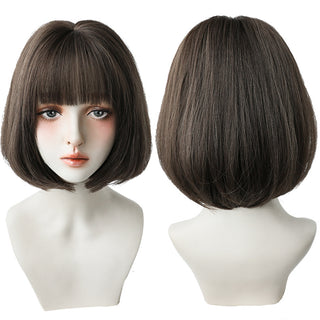 7JHH WIGS Short Bob Straight Ombre Blonde Wigs With Bang For Girl Black Female Synthetic Shoulder Length Crochet Hair Ginger Wig