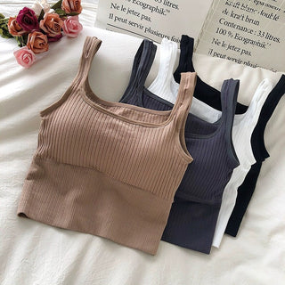 Summer Y2k Top Women Basic Streetwear CropTops Solid Color Casual Tank Top Woman Slim Elasticity TShirt Backless Camisole Female