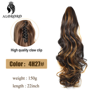 Synthetic 22inch Claw Clip Ponytail Hair Extension Wavy Ponytail Synthetic Ponytail Hair Clip For Women Pony Tail Hairpiece