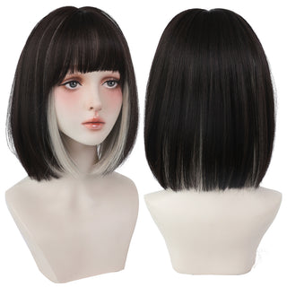 7JHH WIGS Short Bob Straight Ombre Blonde Wigs With Bang For Girl Black Female Synthetic Shoulder Length Crochet Hair Ginger Wig