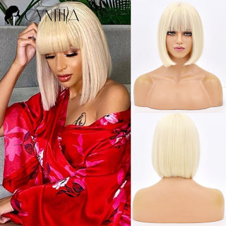 Short Bob Wig Synthetic Wigs For Women Black Ombre Red Blonde Pink Lolita Cosplay Party Natural Hair Heat Resistant Perruque Bob