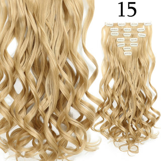 24Inchs 16 Clips in Hair Extensions Long Straight Hairstyle Synthetic Blonde Black Hairpieces Heat Resistant False Hair