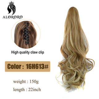 Synthetic 22inch Claw Clip Ponytail Hair Extension Wavy Ponytail Synthetic Ponytail Hair Clip For Women Pony Tail Hairpiece