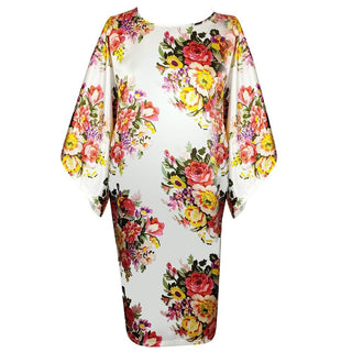 Sexy Female Silk Rayon Robe Bath Gown Nightgown Summer Casual Home Dress Printed Loose Sleepwear Plus Size Nightwear Bathrobe