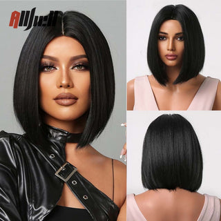 Ombre Brown Platinum Blonde Synthetic Wigs Short Straight Bob Wigs for Black Women Daily Natural Heat Resistant Hair Cosplay