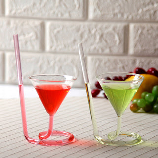Transparent Glass Spiral Cocktail Glasses Long Tail Vampire Glasses Straw Glasses For Martini Champagne Party Bar Supplies ALODIA STORE