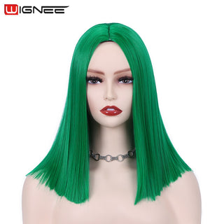 Wignee Straight Short Hair Synthetic Wigs For Women Heat Resistant Ombre Daily Soft Hair Glueless Daily Fiber Wigs Red Hair