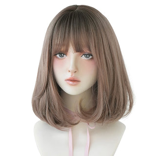 7JHH WIGS Short Bob Straight Ombre Blonde Wigs With Bang For Girl Black Female Synthetic Shoulder Length Crochet Hair Ginger Wig