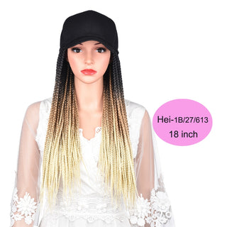 Box Braids Baseball Cap Wig 24inch Long Synthetic Braid Wigs Hat with Braiding Hair Extensions For Black Women Adjustable Size