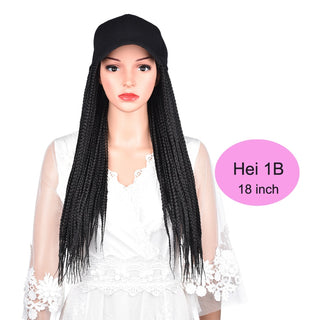 Box Braids Baseball Cap Wig 24inch Long Synthetic Braid Wigs Hat with Braiding Hair Extensions For Black Women Adjustable Size