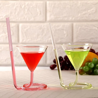 Transparent Glass Spiral Cocktail Glasses Long Tail Vampire Glasses Straw Glasses For Martini Champagne Party Bar Supplies