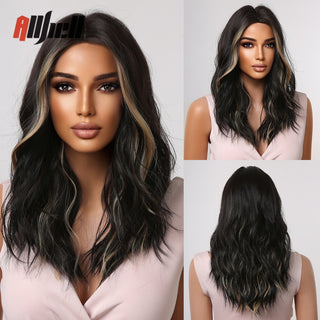 Ombre Brown Platinum Blonde Synthetic Wigs Short Straight Bob Wigs for Black Women Daily Natural Heat Resistant Hair Cosplay