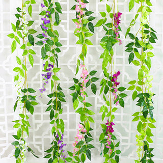 76cm Artificial Green Plants Hanging Ivy Leaves Radish Seaweed Grape Fake Flowers Vine Home Garden Wall Party Decoration