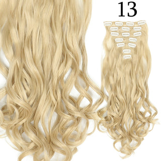 24Inchs 16 Clips in Hair Extensions Long Straight Hairstyle Synthetic Blonde Black Hairpieces Heat Resistant False Hair