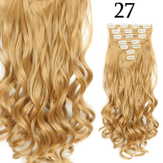 24Inchs 16 Clips in Hair Extensions Long Straight Hairstyle Synthetic Blonde Black Hairpieces Heat Resistant False Hair