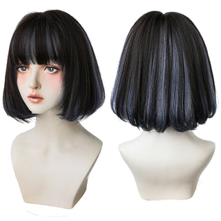 7JHH WIGS Short Bob Straight Ombre Blonde Wigs With Bang For Girl Black Female Synthetic Shoulder Length Crochet Hair Ginger Wig