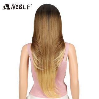 Noble Hair Synthetic Lace Front Wig Long straight 28 Inch Lace Wig Ombre Blonde Wig Heat Resistant Wigs For Women Lace Front Wig