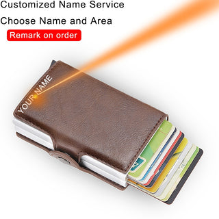 Credit Card Holder Wallet Leather Metal Aluminum