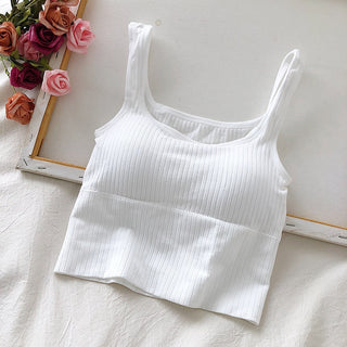 Summer Y2k Top Women Basic Streetwear CropTops Solid Color Casual Tank Top Woman Slim Elasticity TShirt Backless Camisole Female