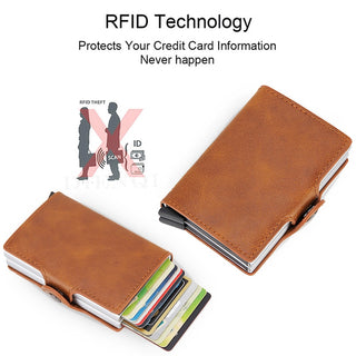 Credit Card Holder Wallet Leather Metal Aluminum