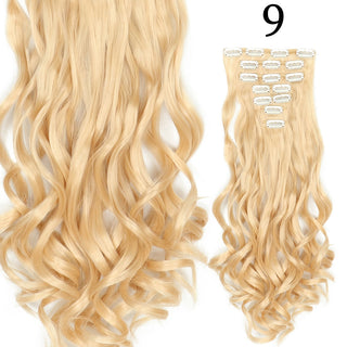 24Inchs 16 Clips in Hair Extensions Long Straight Hairstyle Synthetic Blonde Black Hairpieces Heat Resistant False Hair