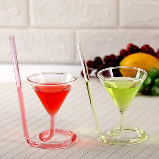 Transparent Glass Spiral Cocktail Glasses Long Tail Vampire Glasses Straw Glasses For Martini Champagne Party Bar Supplies ALODIA STORE
