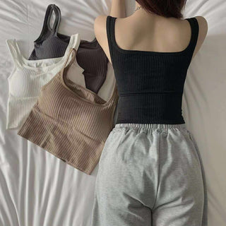 Summer Y2k Top Women Basic Streetwear CropTops Solid Color Casual Tank Top Woman Slim Elasticity TShirt Backless Camisole Female