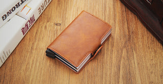 Credit Card Holder Wallet Leather Metal Aluminum