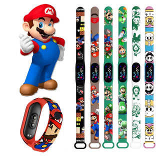 Super Mario Bros children‘s Watch Cartoon  Character Luigi Luminous Bracelet Watch LED Touch Waterproof Sports kids watch gifts