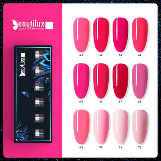 Kit d'esmalt de gel d'ungles Beautilux Hot Rose Neon Pink Color Salon Nails Art Gels Lot de vernís UV LED Laca d'ungles 10ml x 6pcs