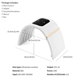 2 EN 1 plegable 7 colors LED Photon 30-60 ℃ Calefacció Threapy màscara facial i corporal Màquina de saló Ús domèstic Rejoveniment de la pell Acne Cura de la pell