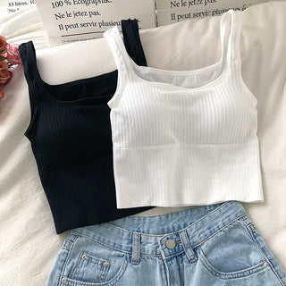 Summer Y2k Top Women Basic Streetwear CropTops Solid Color Casual Tank Top Woman Slim Elasticity TShirt Backless Camisole Female