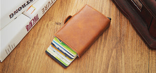 Credit Card Holder Wallet Leather Metal Aluminum