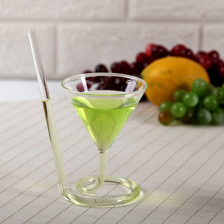 Transparent Glass Spiral Cocktail Glasses Long Tail Vampire Glasses Straw Glasses For Martini Champagne Party Bar Supplies ALODIA STORE
