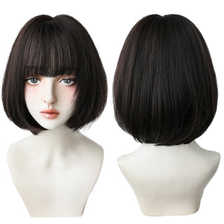 7JHH WIGS Short Bob Straight Ombre Blonde Wigs With Bang For Girl Black Female Synthetic Shoulder Length Crochet Hair Ginger Wig