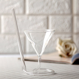 Transparent Glass Spiral Cocktail Glasses Long Tail Vampire Glasses Straw Glasses For Martini Champagne Party Bar Supplies ALODIA STORE
