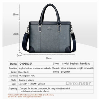 Classic Design Handbag For Man Business Briefcase Computer Bag Men&#39;s Office Bags Waterproof PVC Fabric Travel Work Shoulder Bag