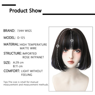 7JHH WIGS Short Bob Straight Ombre Blonde Wigs With Bang For Girl Black Female Synthetic Shoulder Length Crochet Hair Ginger Wig