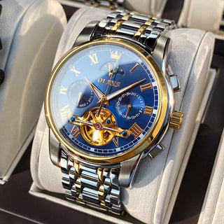 Rellotge OLEVS per a home Rellotge mecànic automàtic Stianless Top Brand Fase lunar de luxe Rellotge de polsera Tourbillon Esquelet Reloj hombres