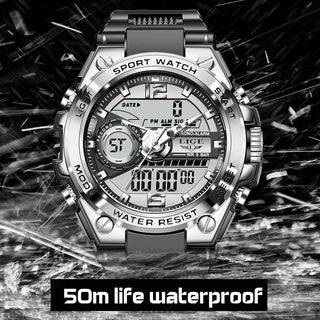 LIGE Digital Men Military Watch 50m Waterproof Wristwatch LED Quartz Clock Sport Watch Male Big Watches Men Relogios Masculino ALODIA STORE