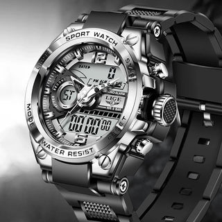 LIGE Digital Men Military Watch 50m Waterproof Wristwatch LED Quartz Clock Sport Watch Male Big Watches Men Relogios Masculino ALODIA STORE