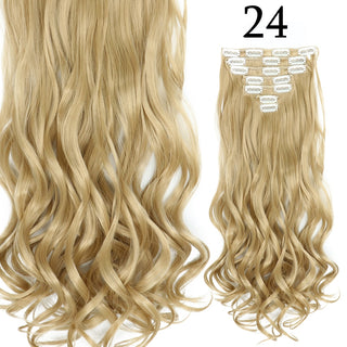 24Inchs 16 Clips in Hair Extensions Long Straight Hairstyle Synthetic Blonde Black Hairpieces Heat Resistant False Hair