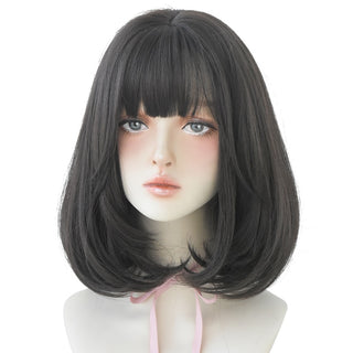 7JHH WIGS Short Bob Straight Ombre Blonde Wigs With Bang For Girl Black Female Synthetic Shoulder Length Crochet Hair Ginger Wig