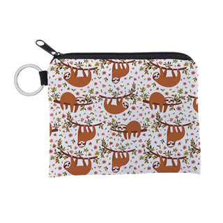 Jomtokoy Cute Sloth printing waterproof Purse Card Key Pouch Small Zipper Coin Purse Card Holder Mini square wallet