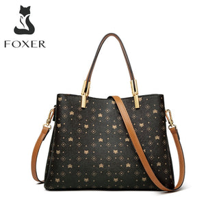 FOXER Business Lady Elegant Handbag Large Capacity Commuter Totes Style Signature Bag for Women Monogram PVC Purse Shoulder Bags